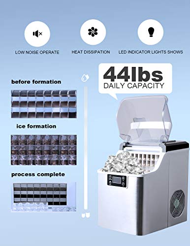 Fabricadora de Hielo De Acero Inoxidable 45 lbs/24H miniatura 4