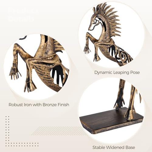 Estatua de Caballo de Metal en Pose de Salto, Decoración miniatura 3