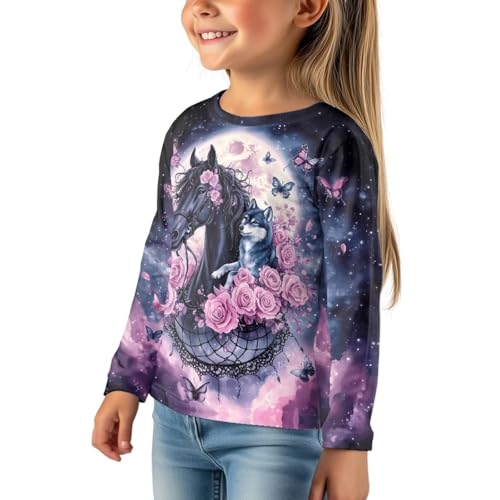 Image of WELLFLYHOM Long Sleeve T-Shirt for Boys Girls 3-16 Years Old Tee Tops Crewneck Pullover Shirts Fall Outfits