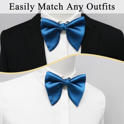 Image of Luckyvestir Oversized Bow Ties for Men, Pre Tied Clip on Men's Black Bowtie for Wedding Tuxedo Banquets Formal Wear
