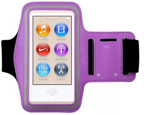 Premium Water Resistant Gym Sports Workout Wrist Band Strap Armband Case for Apple iPod Nano 7th 8th Generation (Purple)