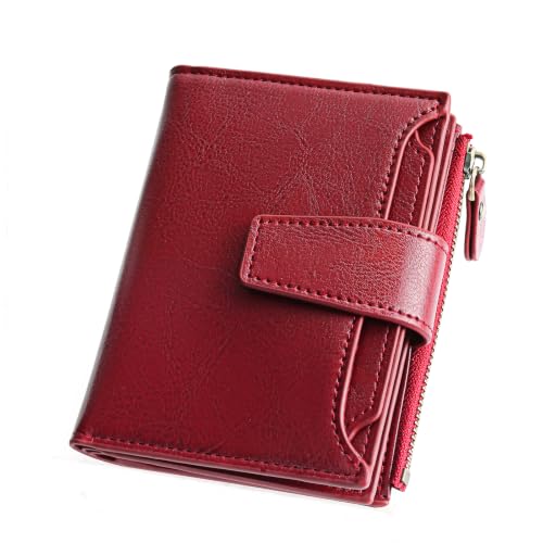 Image of GOIACII Leather Women's Wallet RFID Blocking Credit Card Holder Red