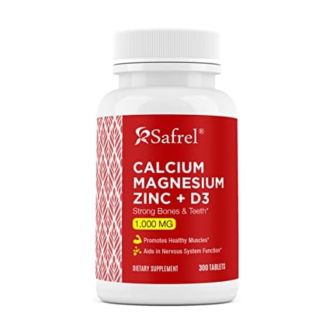 Safrel Calcium Magnesium Zinc with Vitamin D3, 300 Tablets - Calcium 1000 mg, Magnesium 400 mg, Zinc 20 mg & D3 600 IU per Serving Cover