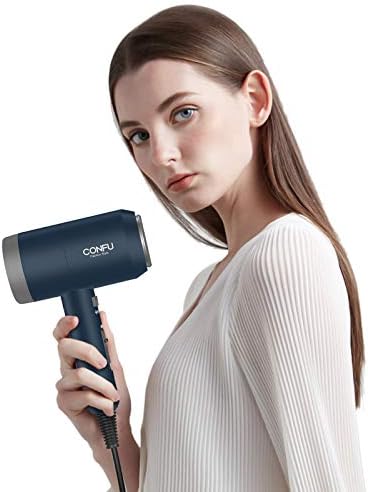 CONFU 1800W HairDryer, Ionic Hair Blow Dryers, Lightweight Hair Dryer with Cool Shot Button & Diffuser & Concentrator for Travel Salon Home Use, Dark Blue
