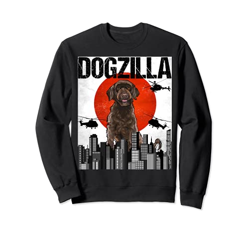Funny Vintage Japanese Dogzilla Portuguese Water Dog Sweatshirt, Black