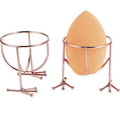Hestya Makeup Sponge Holder Egg Sponge Stand Puff Display Stand Dryer Rack Makeup Sponge Support (Sponge is not included), 2 Pieces (Rose Gold)