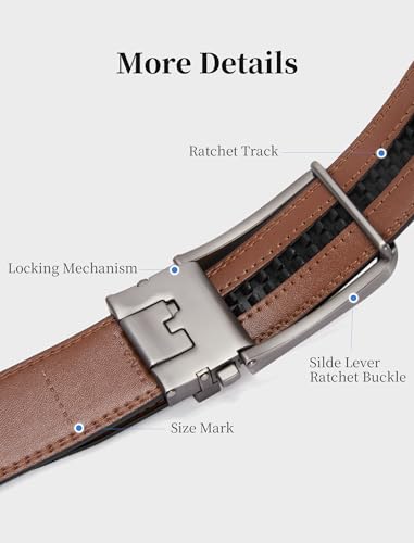 Mens Belt Ratchet Belts Dress Casual Leather Belt for Men With Slide Adjustable Click Buckle Gifts Box4