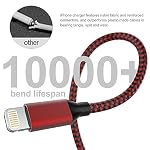 41JgWCQnDaS. SS150 YEFOOT-iPhone-Charger-5Pack66666FT-MFi-Certified-Nylon-Braided-Fast-Compatible-iPhone-12Pro1211Pro-Max-and-More-Black-and-Red