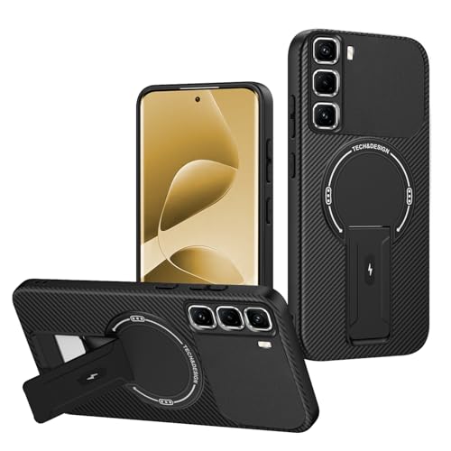 Jiajihua Case Compatible with Infinix Hot 50 Pro Plus 4G Camera Protection Magnetic Kickstand Bracket 2 in 1【TPU+PC】 Drop Shockproof Black