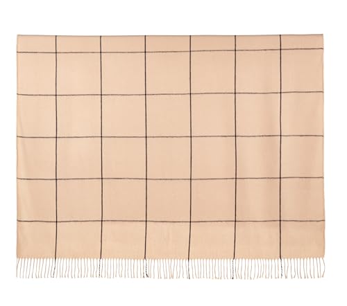 Arus Highlands Collection Überwurfdecke aus Acryl mit Schottenkaro-Design, Queen-Size-Größe, Creme-Marineblau, 152,4 x 203,2 cm – Ansicht 3