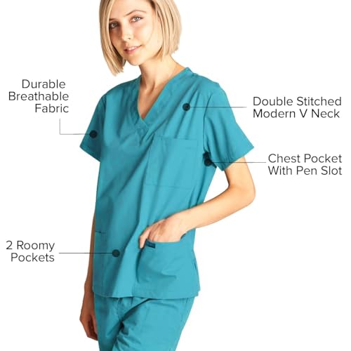 Image of Dagacci Scrubs Medical Uniform Women and Man Scrubs Set Medical Scrubs Top and Pants