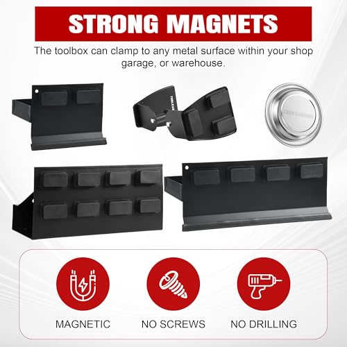 Image of TOOLEAGUE 5Pcs Magnetic Toolbox Shelf, Tray and Holder Set