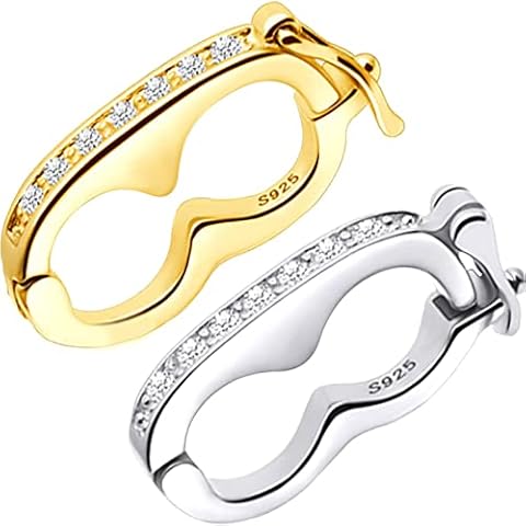 OHINGLT 925 Sterling Silver Necklace Shortener Clasp,Pearl Enhancer Push Clasp with Secure Lock,Strand Shortener Openable Lock Extender for Necklace Chain Cover