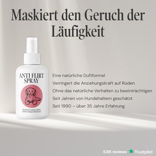 Sensipharm Anti Flirt Spray für Hunde – maskiert Läufigkeitsgeruch bei Hündinnen, reduziert unerwünschte Aufmerksamkeit von Rüden – natürliche Duftformel, 100 ml