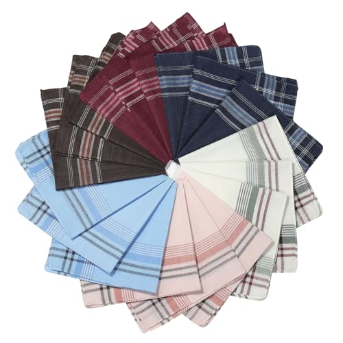 18Pcs Men's Handkerchiefs Light Colored Plaid Stripe Classic Pocket Towel Set Multi Color Handkerchief Small Square Towel