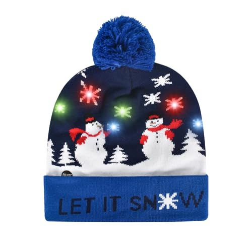 Lunaanda LED Weihnachtsmütze, Unisex Strickmütze mit...