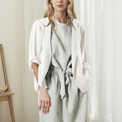 Womens Cotton Linen Cardigans 3/4 Sleeve Lightweight Open Front Shirt Kimono Cardigan Summer Fall Loose Casual Tops2