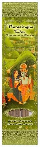 Prabhuji's Gifts Narasingha Dev Hand-Rolled Spiritual Incense Sticks from India - Aromatic Sticks - Stick Incense for Meditation - Yoga, Relaxation, & Aromatherapy Incense - Frankincense Champa
