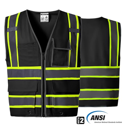 SKSAFETY High Visibility Reflective Safety Vests With Pockets For Men and Women, Reflective Edging & 4 Reflective Straps