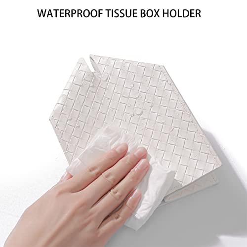 Tissue Box Cover PU Leather Tissue Holder Square Facial Tissue Case Facial Paper Organizer Dispenser for Bathroom, Vanity Countertop, Tabletop, Car, White by zoocatia - Image 6