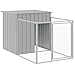 BARULUOAKLIFE Light Grey Galvanized Steel Dog House with Extended Run 43.3 x 159.4 x 43.3 in, Outdoor Pet Shelter for Medium Breeds, Durable Weatherproof Kennel with Ventilated Mesh
