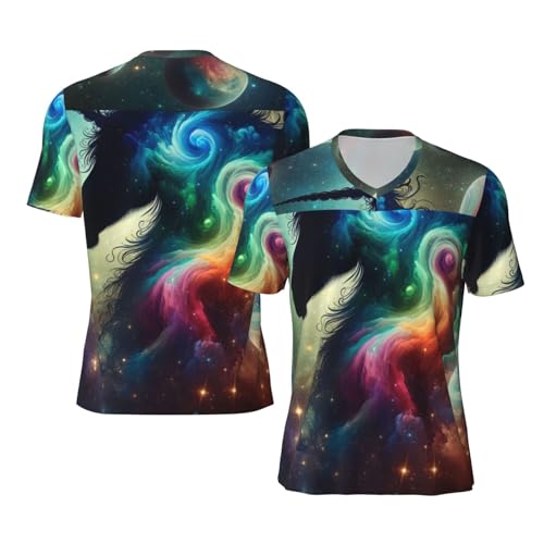 Stylish Athletic Sports Jersey One-Horned-Horse-Galaxies Men's Rugby Jersey 3X-Large Black