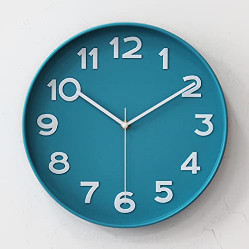 Image of HZDHCLH 12 inch Blue Wall Clocks Battery Operated,Small Silent Non Ticking Modern Wall Clock for Living Room Bedroom Kitchen Office Classroom Decor (Peacock Blue)