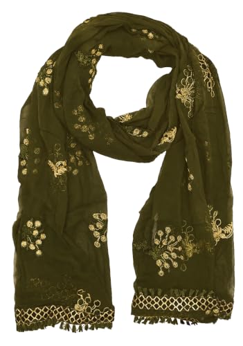 Image of YOUTHQUAKE Heavy Embroidered Work Chiffon Dupatta for Womens & Girls With Fancy Lace