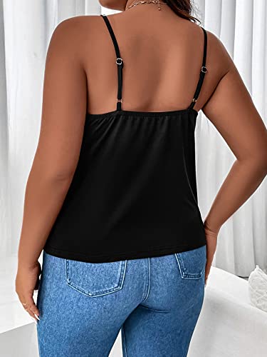 WDIRARA Women's Plus Size Rhinestone Crisscross Spaghetti Strap Cami Top3