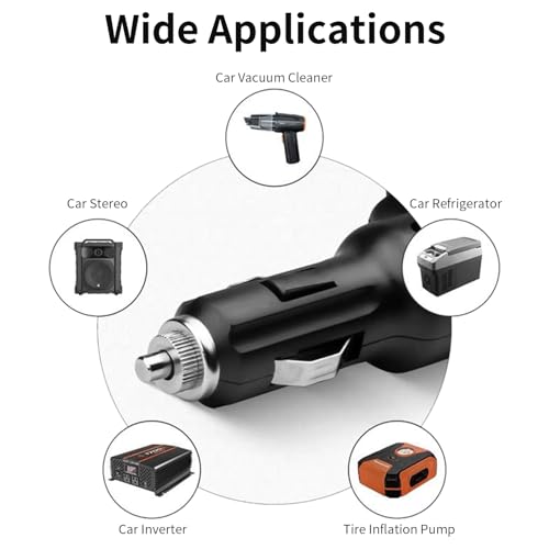 KFZ Verlängerungskabel 12V, Zigarettenanzünder Verlängerung mit geschaltetem Stecker und Buchse, Sicherung für 12V/24V Strom Camping Kühlbox Auto,etc.5M,Schwarz