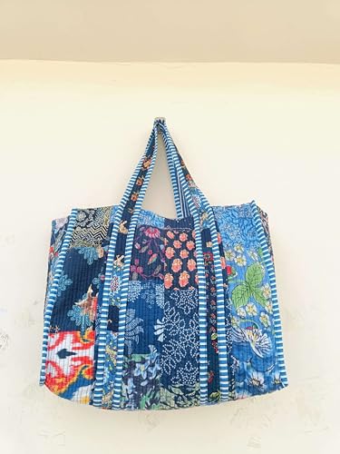 Image of Women's 100% Cotton Lightweight Shoulder Tote Bag with Interior Poeckt Casual Handbag for Women