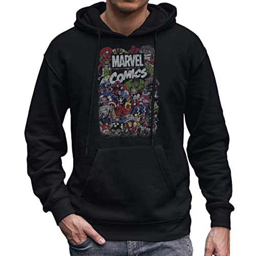 Comics Logo Thor Hulk Iron Man Avengers Spiderman Daredevil Strange Loki Thanos Mens Adult Sweatshirt Graphic Hoodie (Small, Black)