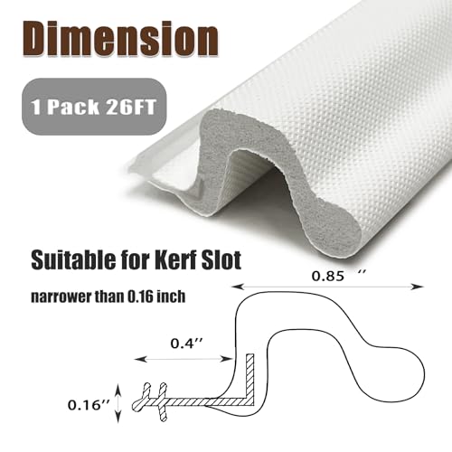 26 FT Door Frame Extra Thick Kerf Non-Adhesive Weather Stripping Seal Strip PU Foam, PE Cover, Groove Slot Installation for Large Gap, Sound, Dust, Water Insulation (26ft, White, Extra Thick Flanged) - Thumbnail 6