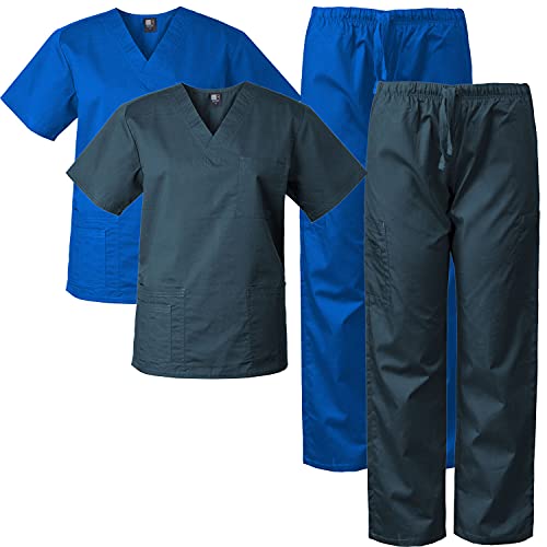 Medgear 2-Pack Scrubs for Men and Women Scrubs Set Medical Uniform Scrubs Top and Pants