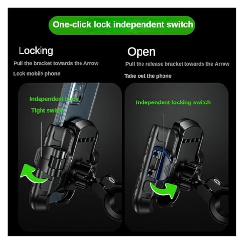 Support de téléphone pour moto scooter fixation vélo quad base aluminium stable M8S Noir - 5