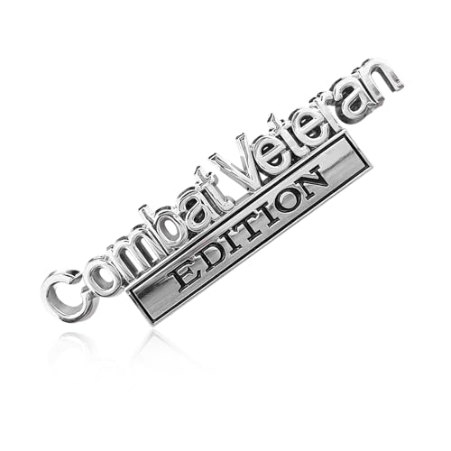 Image of Ziciner Combat Veteran Edition Emblem, 3D Metal Raised Car Fender Badge Decal with Strong Adhesive, Universal Combat Veteran Letters Sticker Replacement for Car (Silver & Black)