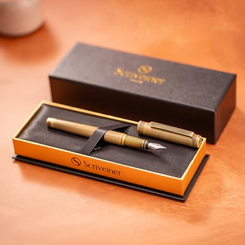 Image of Scriveiner Luxury Fountain Pen - Stunning Bronze Luxury Pen, Schmidt Gilded Nib (Fine), Converter, Best Pen Gift Set for Men & Women, Professional, Executive, Office, Nice Pens