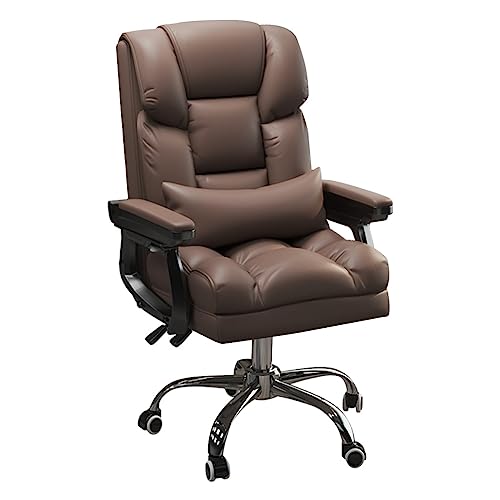 KITCISSL Chaise Gaming Siege Gamer pour Adultes, Chaises de Bureau Ergonomique Fauteuil Relax Chaise À Dossier Haut Chaise de Bureau Confortable Fauteuil en Métal pour Chambre, Salon (Color : Bruin)