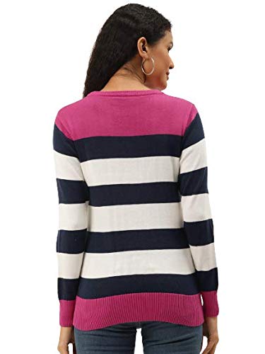 Image of Style Quotient Women's Green Striped Regular Sweaters
