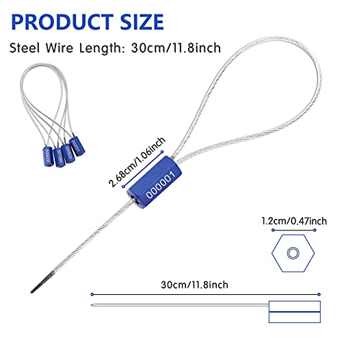 Honoson HONOSON-SEALS-01 50 Pieces Steel Security Cable Wire Seals Disposable Steel Wire Seal Numbered Anti-Tamper Security Tags Electricity Meter/Water Meter Steel Wire Seal Self-Locking Shipping Padlock thumb #1