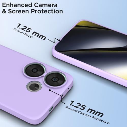 Image of Outlouders Back Cover for Poco F6 5G | Camera Protection | Durable Soft Matte Silicone Bumper Case (Purple)