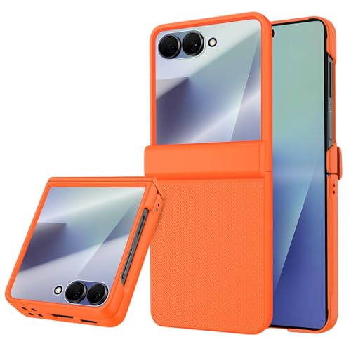 STORMTAL for Samsung Galaxy Z Flip 7 Case with Hinge Protection & Cover Screen Protector, Non-Slip Texture, Scratch Resistant, Shockproof, Rugged Slim Fit Phone Cover for Galaxy Z Flip 7 2025 Orange