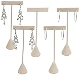 N’icePackaging 6-Pack 5.75" Tall – Beige Faux-Suede Free-Standing Earring T-Stand Display – T-Shape