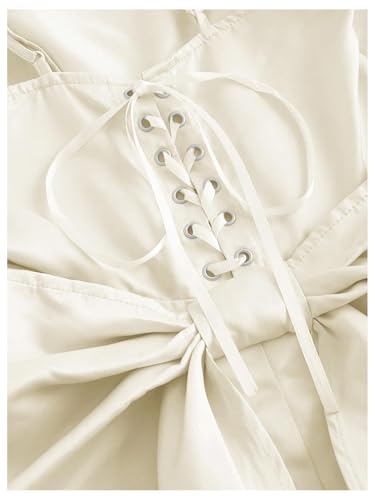 Image of WDIRARA Women's Satin Bow Homecoming Dresses Spaghetti Strap Wedding Guest Gown Summer Mini Dress