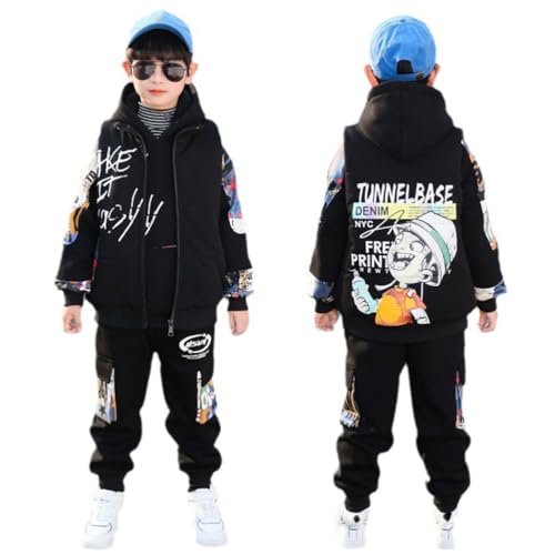 [OUBINEWER] W[W LbY ㉺Zbg j̎q xXg p[J[ Opc 3_Zbgq  t[ht {[CY ^ h AE^[ 120-170cm _Xߑ (150, fUCA/ubN)