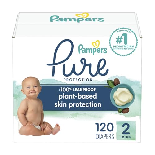 Image of Pampers Baby Diapers - Pure Protection - Size 2, 120 Count, for up to 100% Leakproof, Premium Plant-based Skin Protection