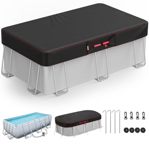 Rechteckige Poolabdeckung für oberirdische Pools, Solarabdeckung für oberirdische Pools mit Zubehör, Winterabdeckung, ideal für wasserdichte und staubdichte Pools, 2,7 m x 4,7 m