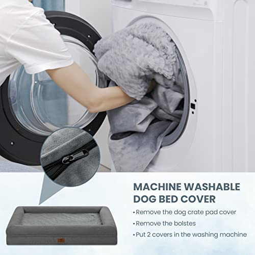Image of Washable Dog Bed Orthopedic Waterproof for Medium Sized Dogs | 360 Degree Bolster Support, Egg Crate Foam, Waterproof Liner, Non-Slip Bottom, Machine Washable Cover, 33 x 25 Inch