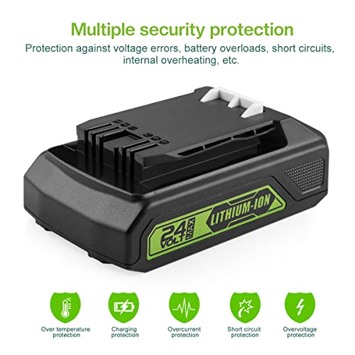 Antrobut 24V 3.0Ah Replacement For Greenworks 24V Battery 29842 29852 Bag708 Bag711 Compatible With Greenworks 24V Cordless Tools 20352 22232 2508302 #TOP3