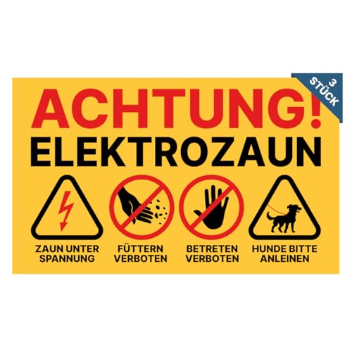 Weidezaun Schild Warnschild Elektro Zaun Füttern verboten & Betreten verboten 20x12 cm inklusive Kabelbinder (3)